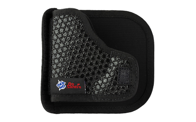 Black padded handgun holster with textured grip panel