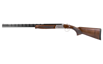 Over-under double-barrel shotgun with wooden stock