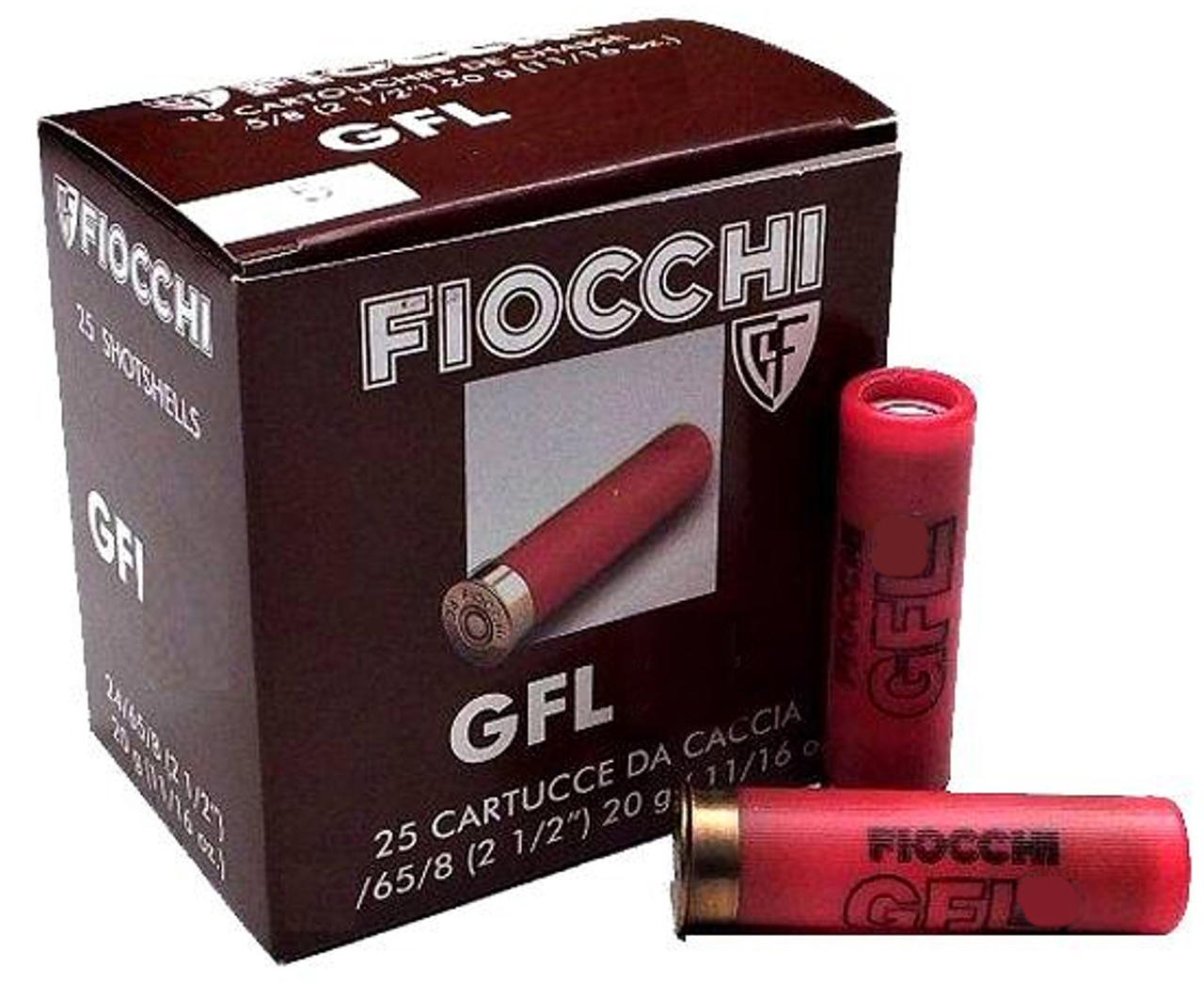 Box of Fiocchi GFL shotgun shells and cartridges