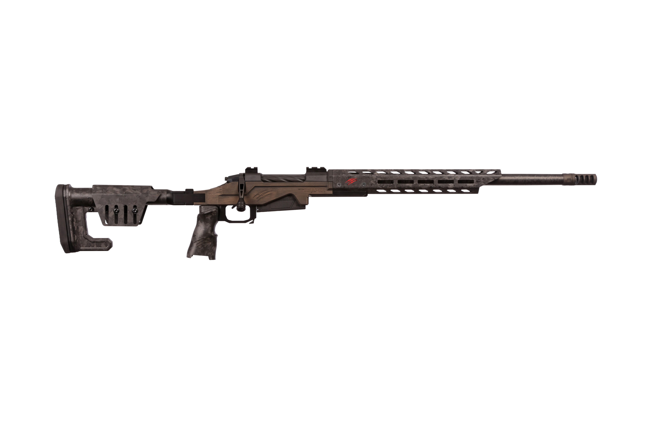 Modern bolt-action sniper rifle on white background