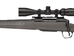 Bolt-action rifle with mounted scope on white background