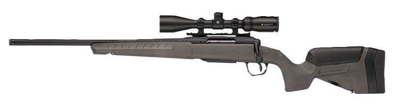 Bolt-action rifle with mounted scope on white background