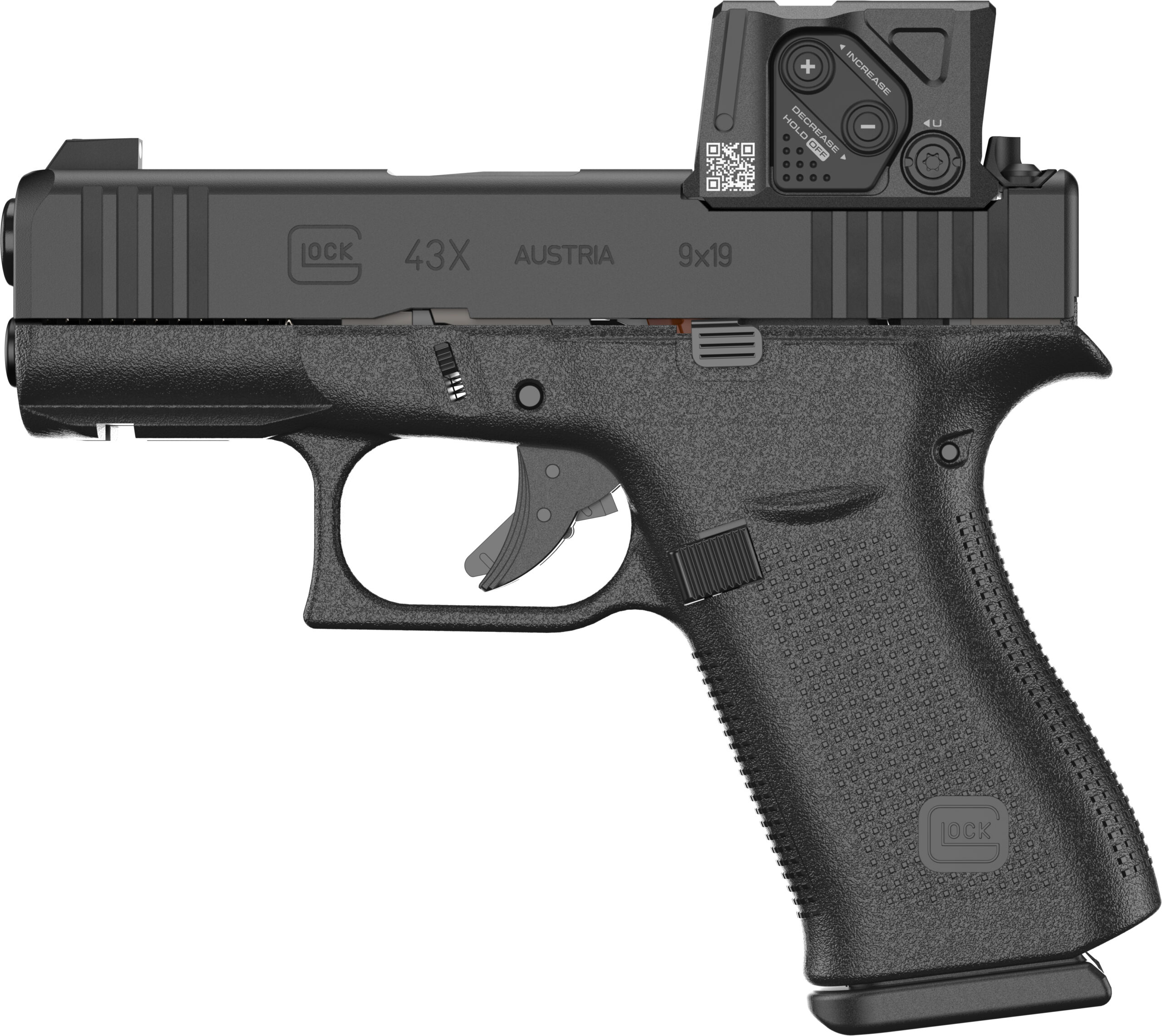 Glock 43X 9mm pistol with red dot sight
