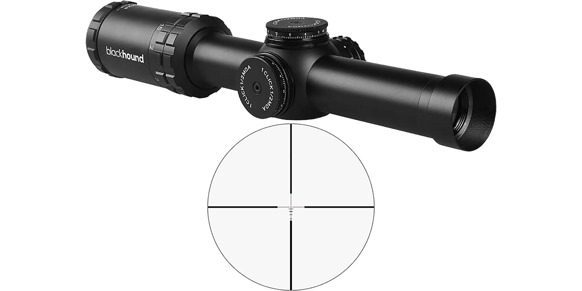 Blackhound rifle scope with crosshair reticle view