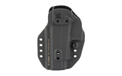 Black Kydex handgun holster with adjustable screws