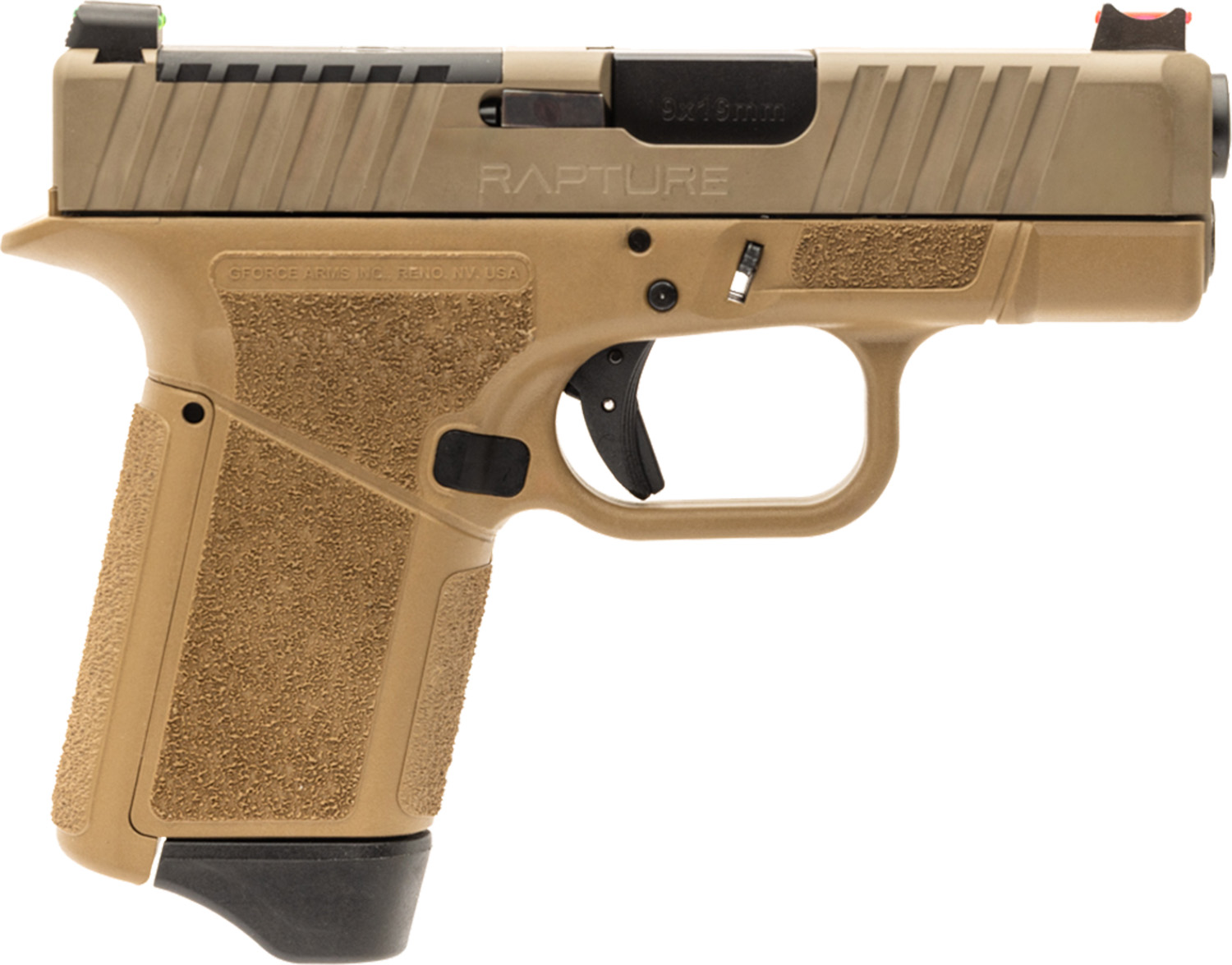 Compact bronze firearm with textured grip