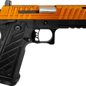Orange and black semi-automatic handgun side view