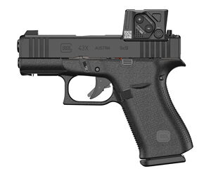 Black Glock 43X handgun with optic sight.