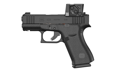 Black Glock 43X handgun with optic sight.