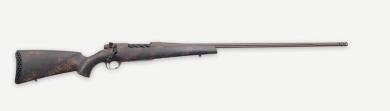 Bolt-action hunting rifle with camo stock