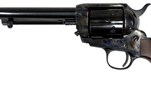 Classic revolver handgun with wooden grip