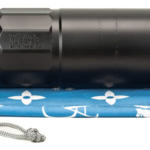 Rifle suppressor and muzzle device on cloth pouch