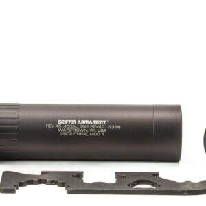 Modular .45 caliber firearm suppressor components and tool