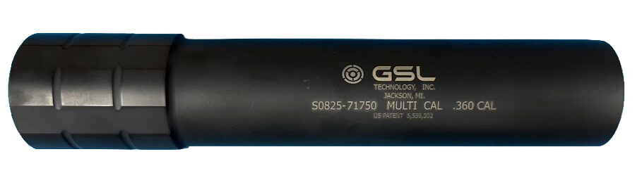 Black GSL multi-caliber firearm suppressor