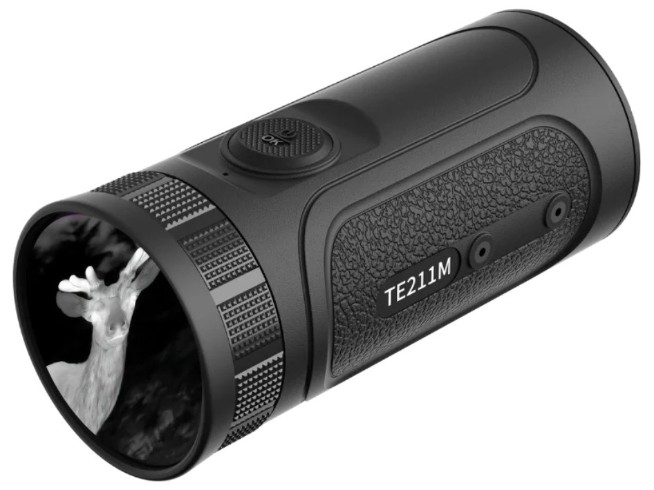 Handheld thermal monocular showing deer heat signature