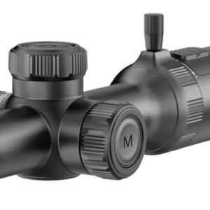Black rifle scope with adjustment knobs