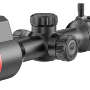 Black rifle scope with red accent ring