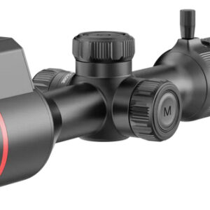 Black rifle scope with mounted red dot sight