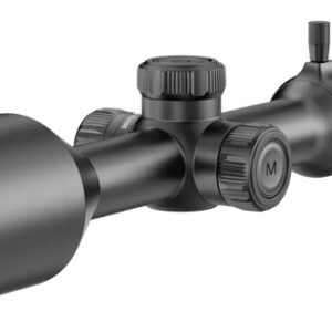Black rifle scope with adjustment knobs