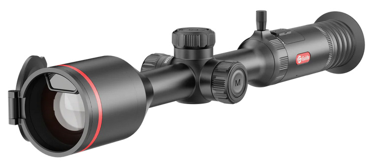 Black rifle scope with adjustment knobs