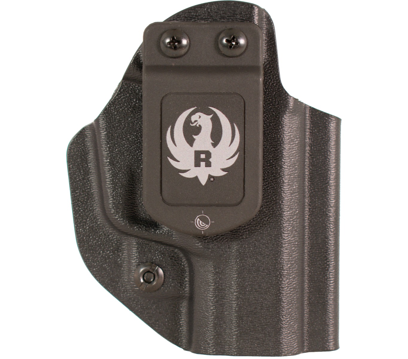 Black holster with a logo