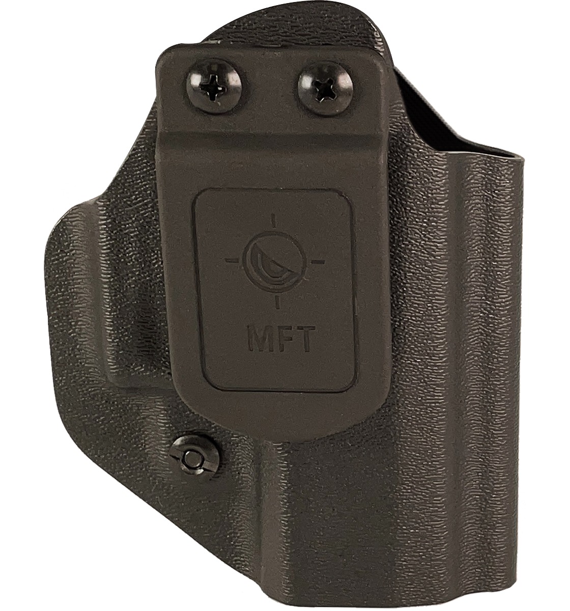 Black modular holster with MFT logo