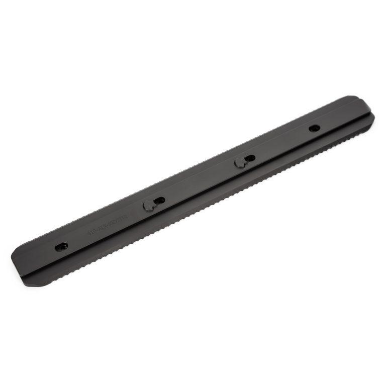 Black serrated scraper blade on white background