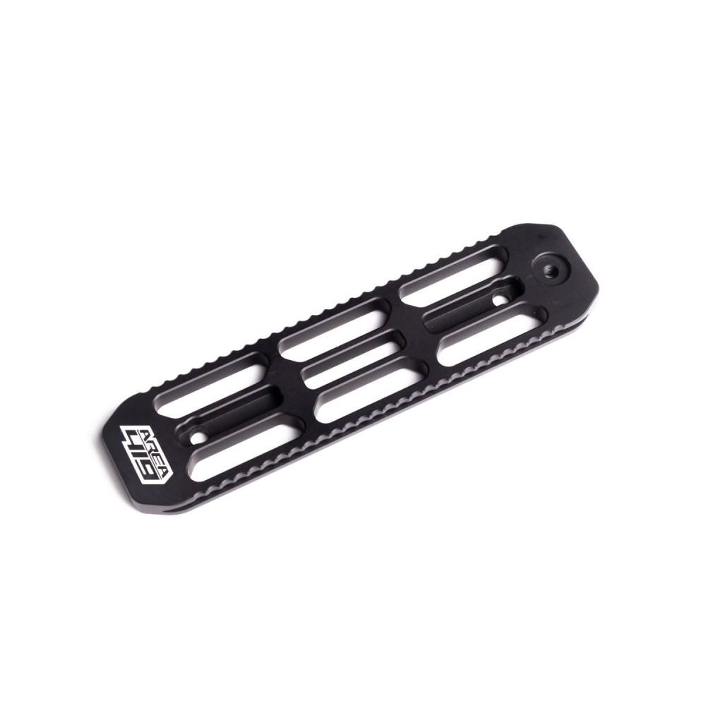 Black machined metal pocket clip with cutouts