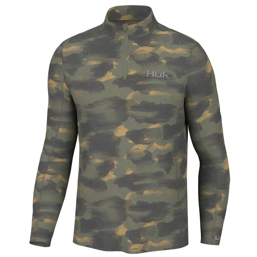 Camouflage long-sleeve quarter-zip performance shirt