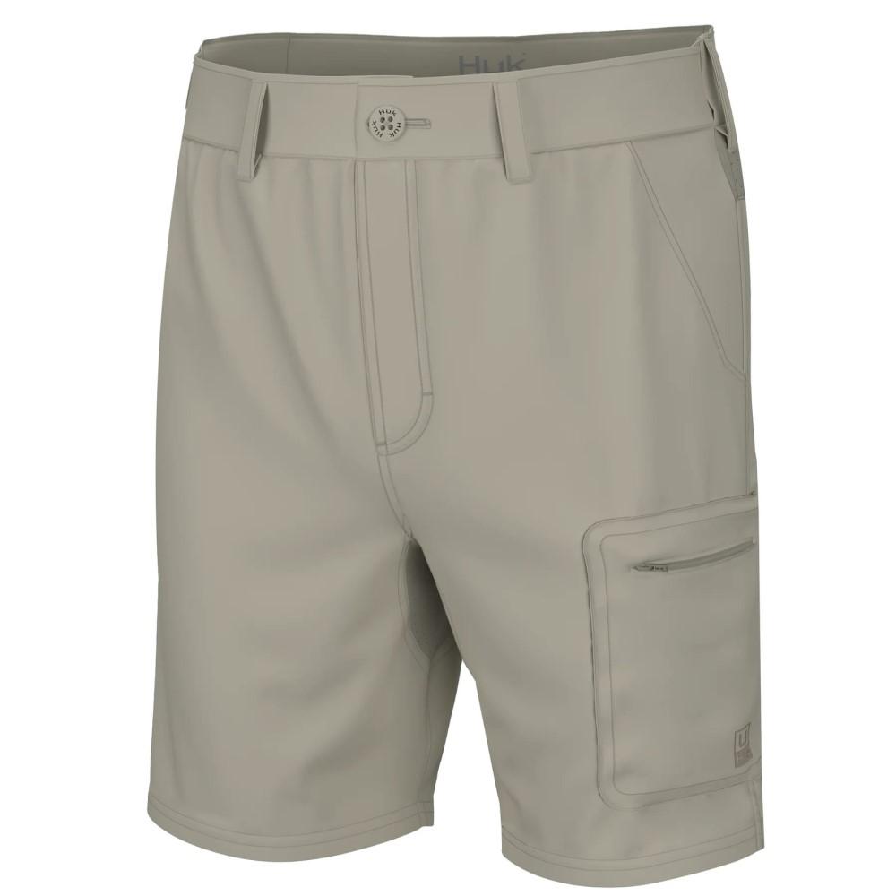 Light khaki men's cargo shorts with zipper pocket
