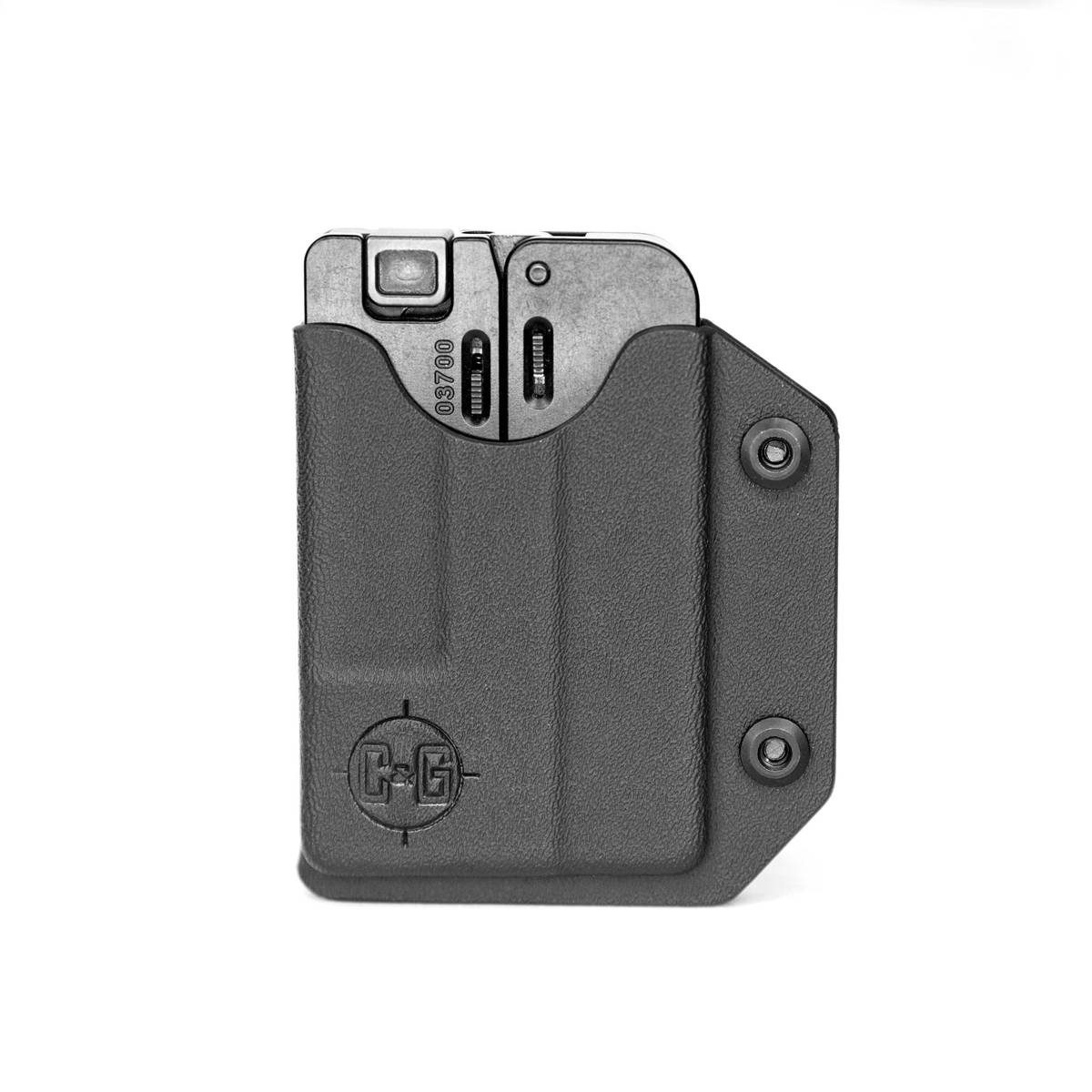 Black holster with a firearm