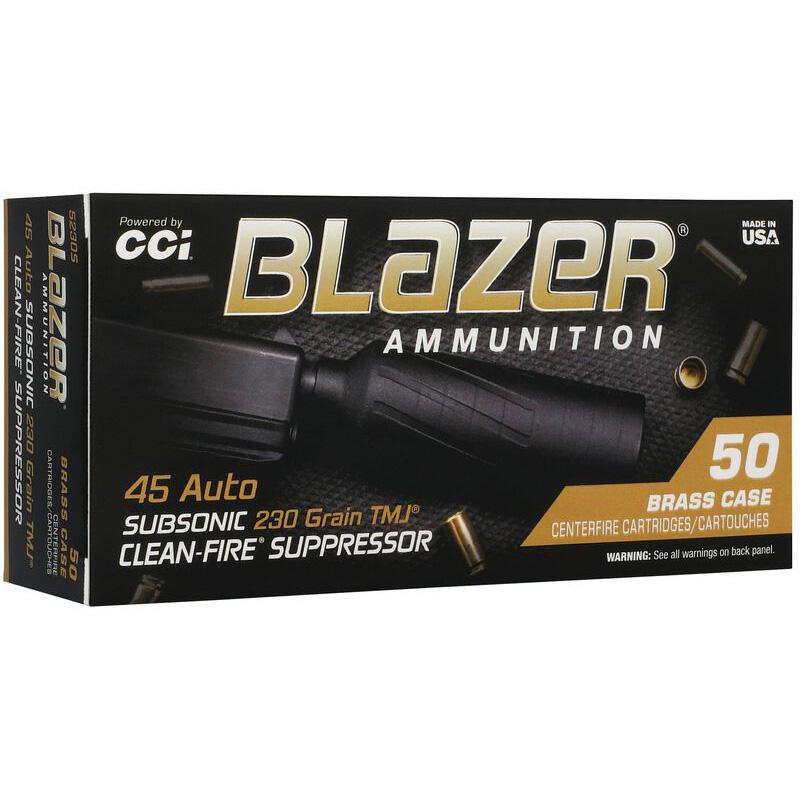 Blazer .45 Auto ammunition box packaging