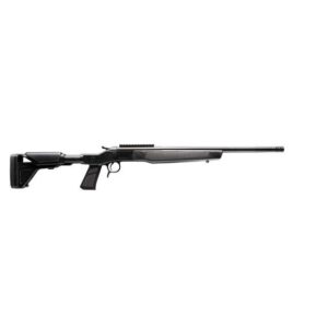 Black bolt-action rifle isolated on white background