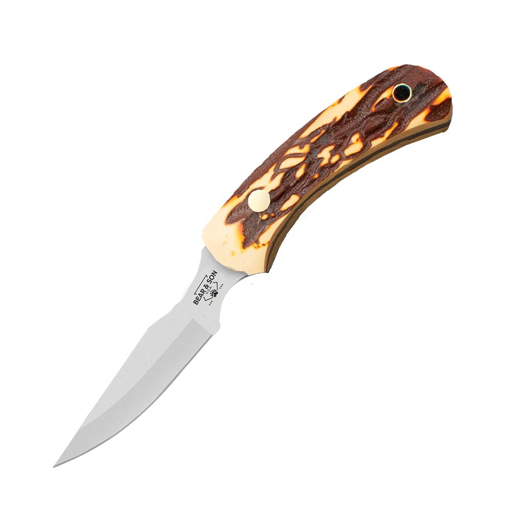 Fixed-blade knife with stag handle