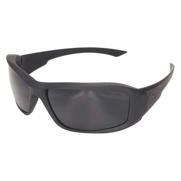Black wraparound sunglasses with dark tinted lenses