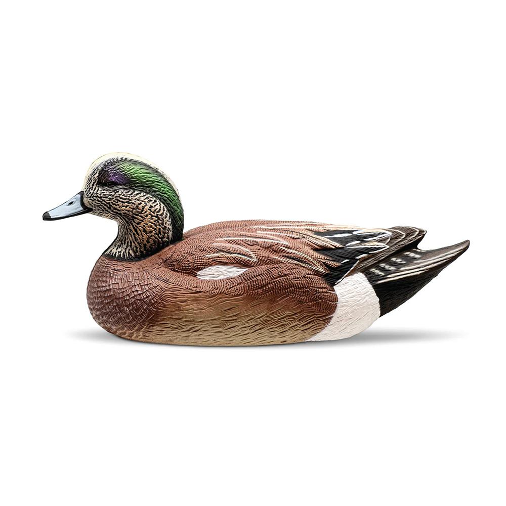 Realistic duck decoy isolated on white background