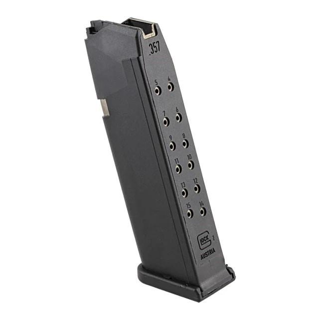 Black firearm magazine with numbered slots.