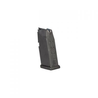 Black handgun magazine with visible chambers