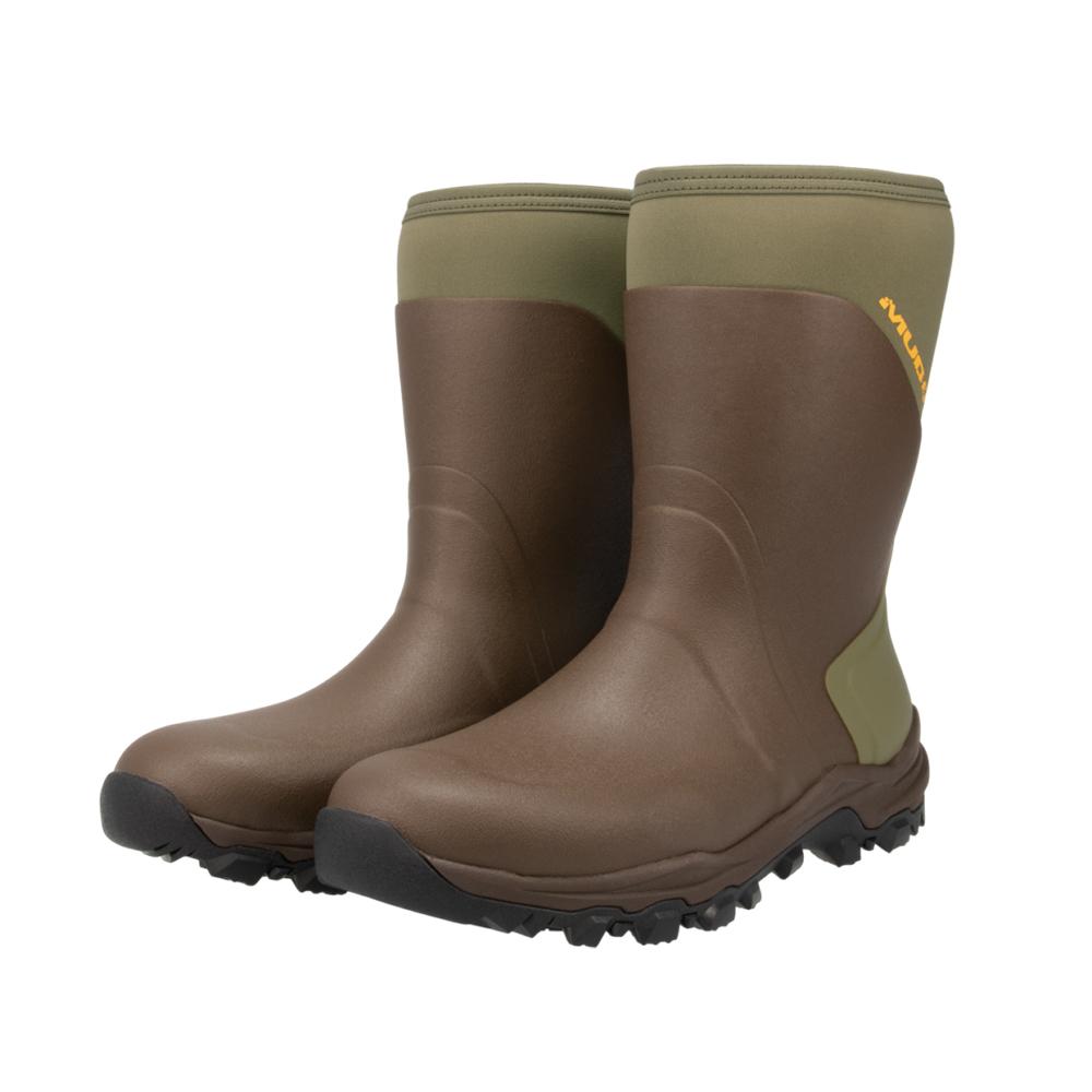 Brown and green waterproof outdoor boots
