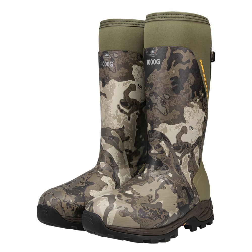 Camouflage insulated rubber hunting boots pair