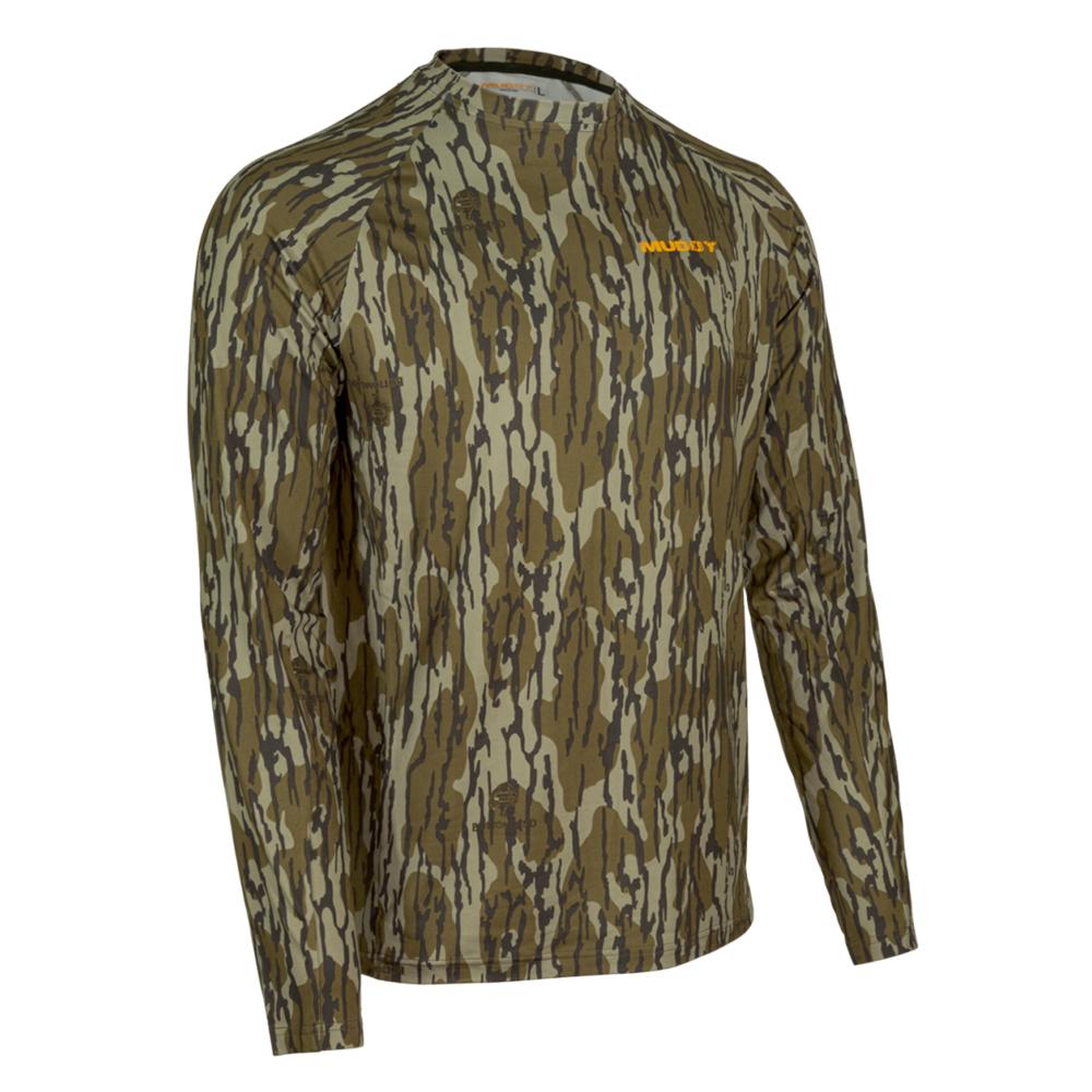 Long-sleeve camouflage hunting shirt with Mossy Oak logo