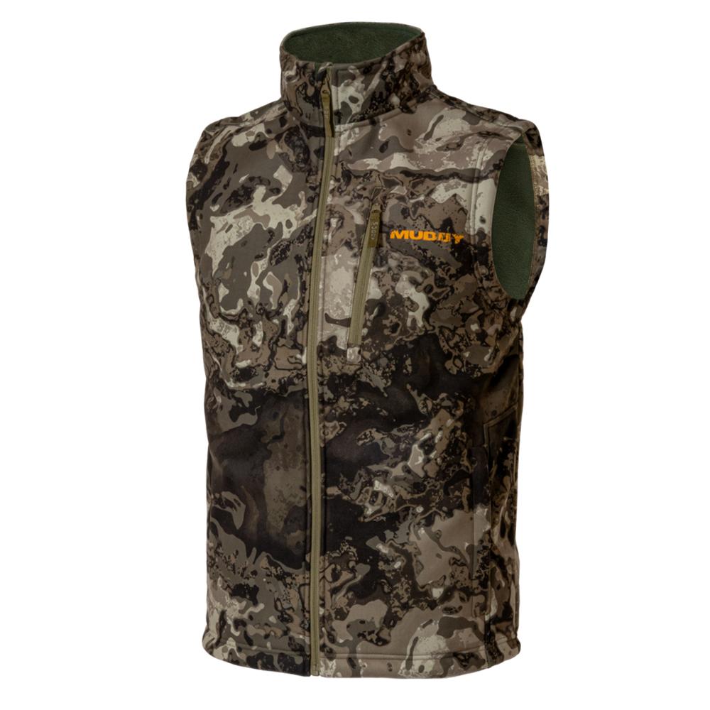 Camo hunting vest with collar and pockets