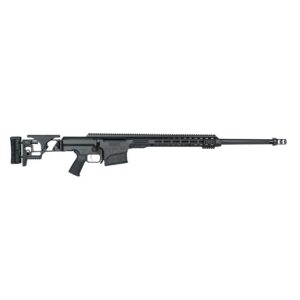 Black bolt-action sniper rifle on white background