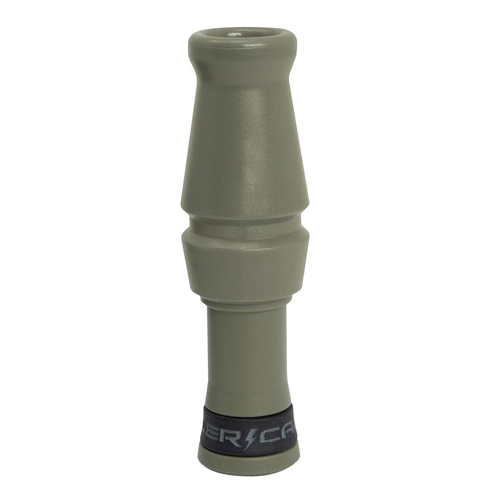 Green duck call on white background