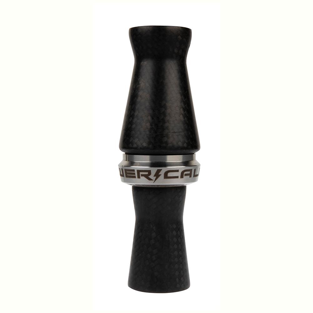 Black carbon fiber duck call with metal band