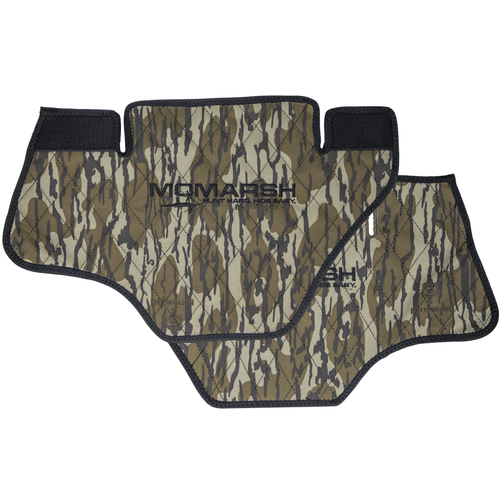 Camouflage outboard motor cover with MOMARSH logo