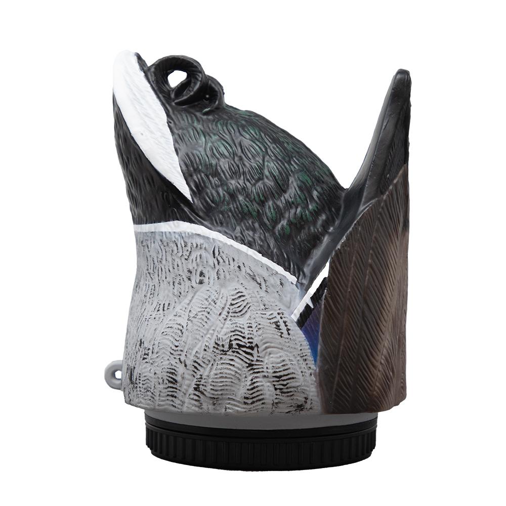 Realistic duck decoy with raised head and wing