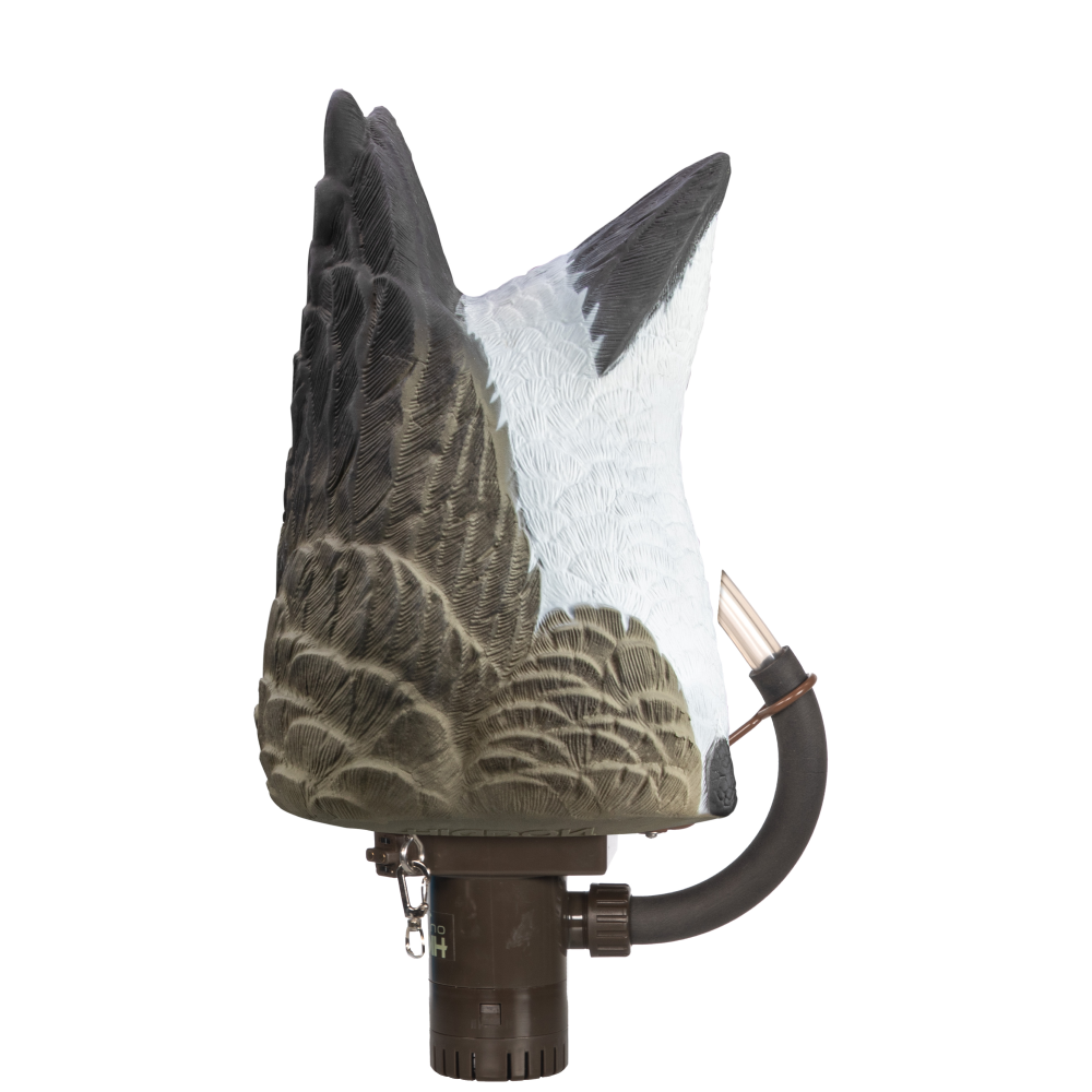 Motorized duck decoy with attached pump device