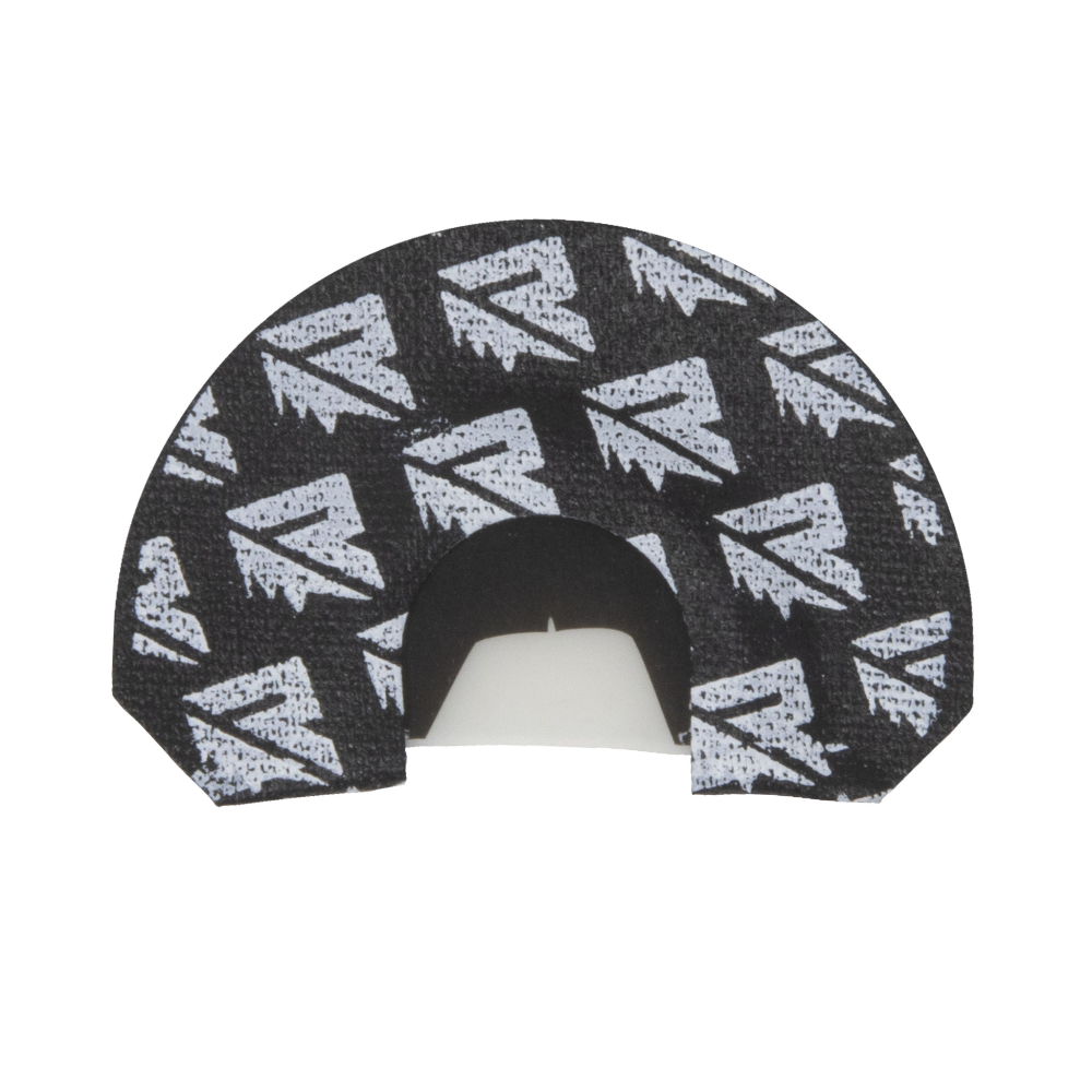 Black semicircular turkey mouth call with white pattern