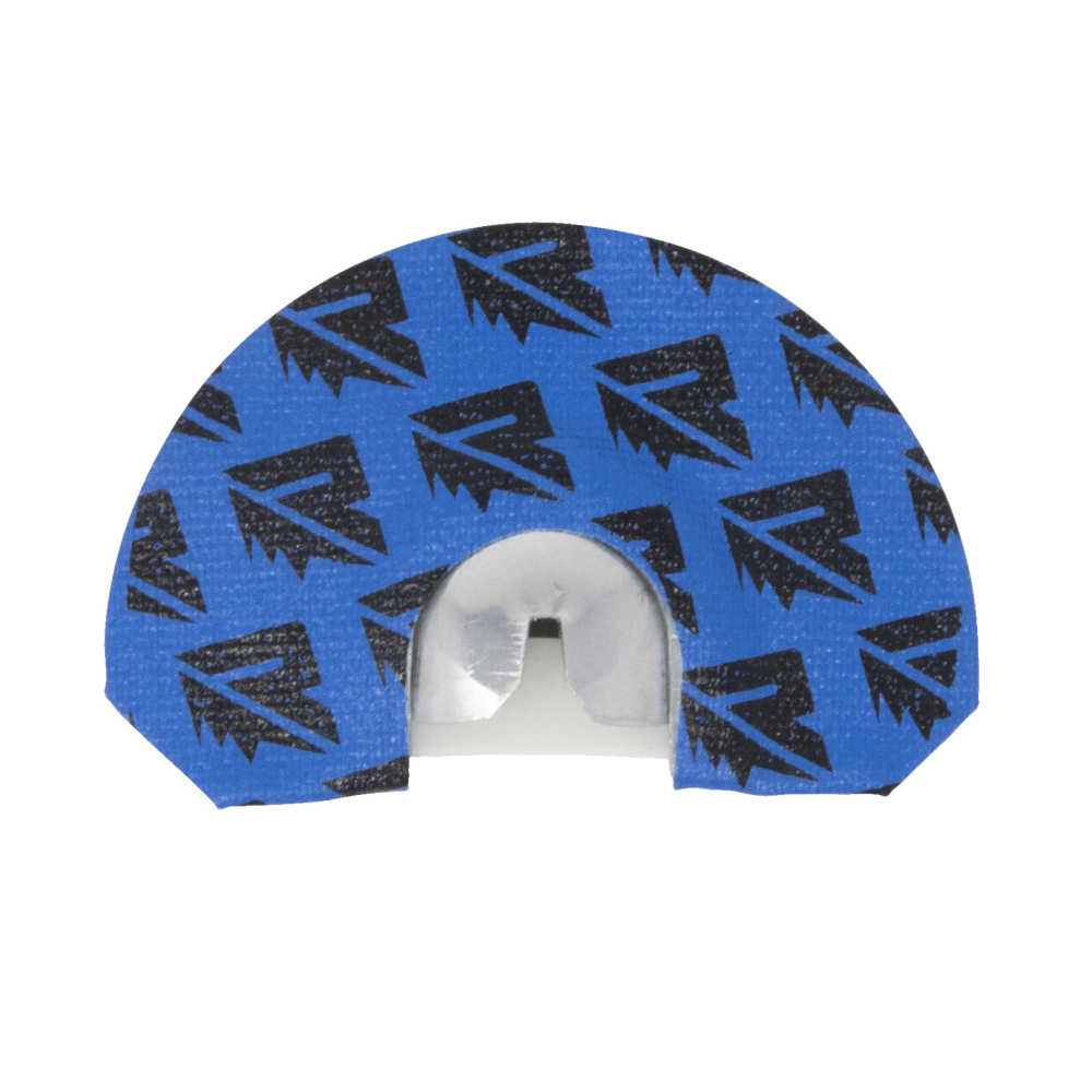 Blue turkey diaphragm mouth call with black pattern